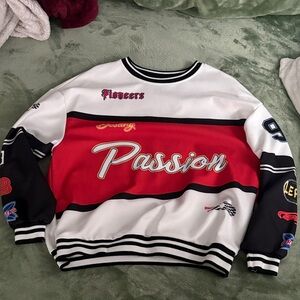 SHEIN Red and Black Crewneck Sweater